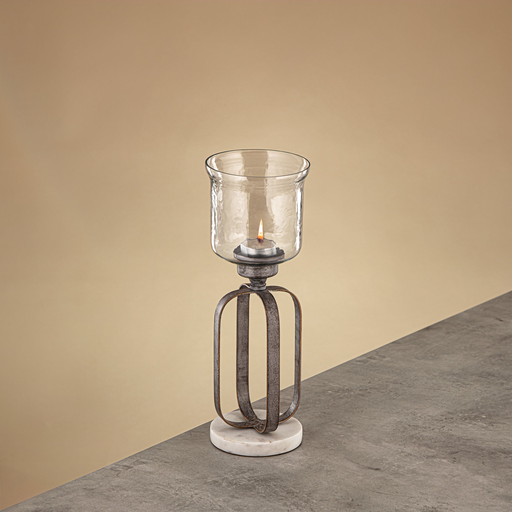 حامل شموع المرجان 32 سم فضي