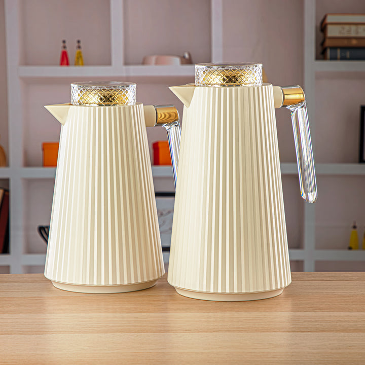 Almarjan 2 Pieces Vacuum Flask Set Ivory - GT106-100/130 IV/G/TR