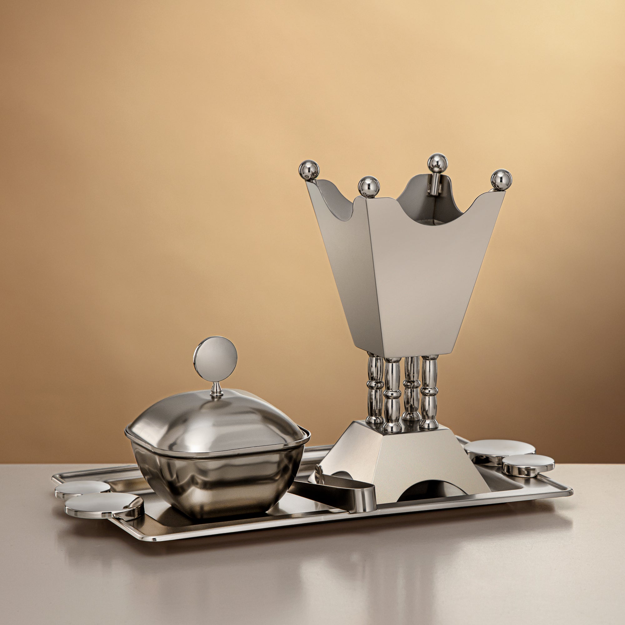 مجموعة المرجان مكونة من 4 قطع مبخرة، لون نيكل غير لامع - HT2506046