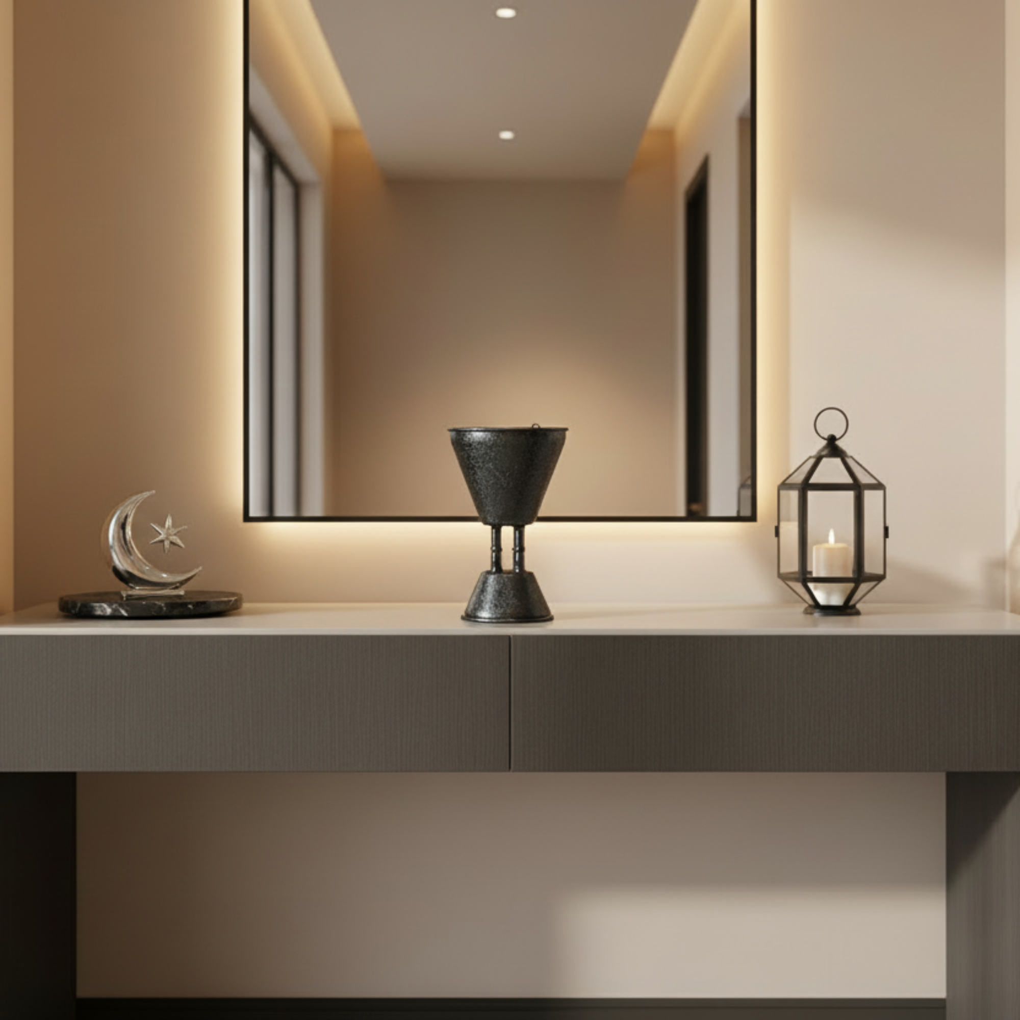 Almarjan Incense Burner Black Crackle 21cm