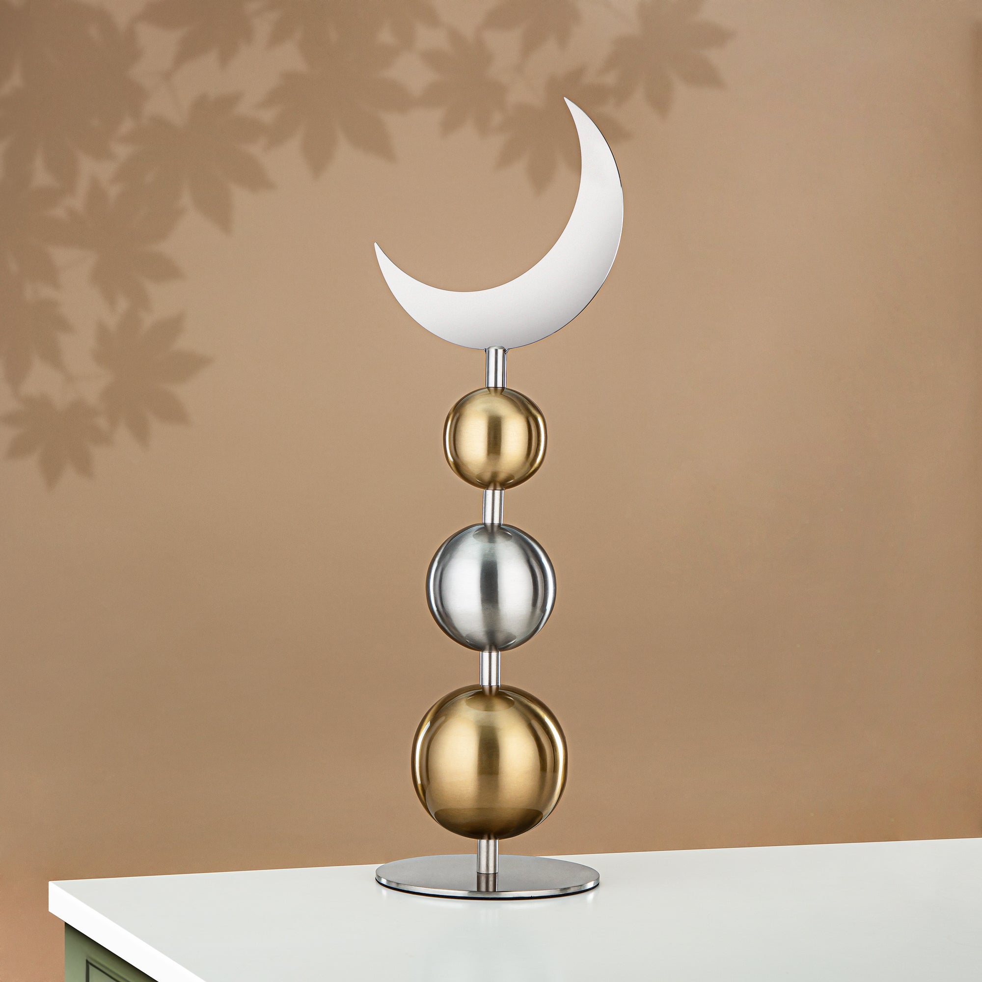 Almarjan Table Decoration Stainless Steel, 49CM, Matt Silver & Gold (MD-3009) - Ramadan Decoration