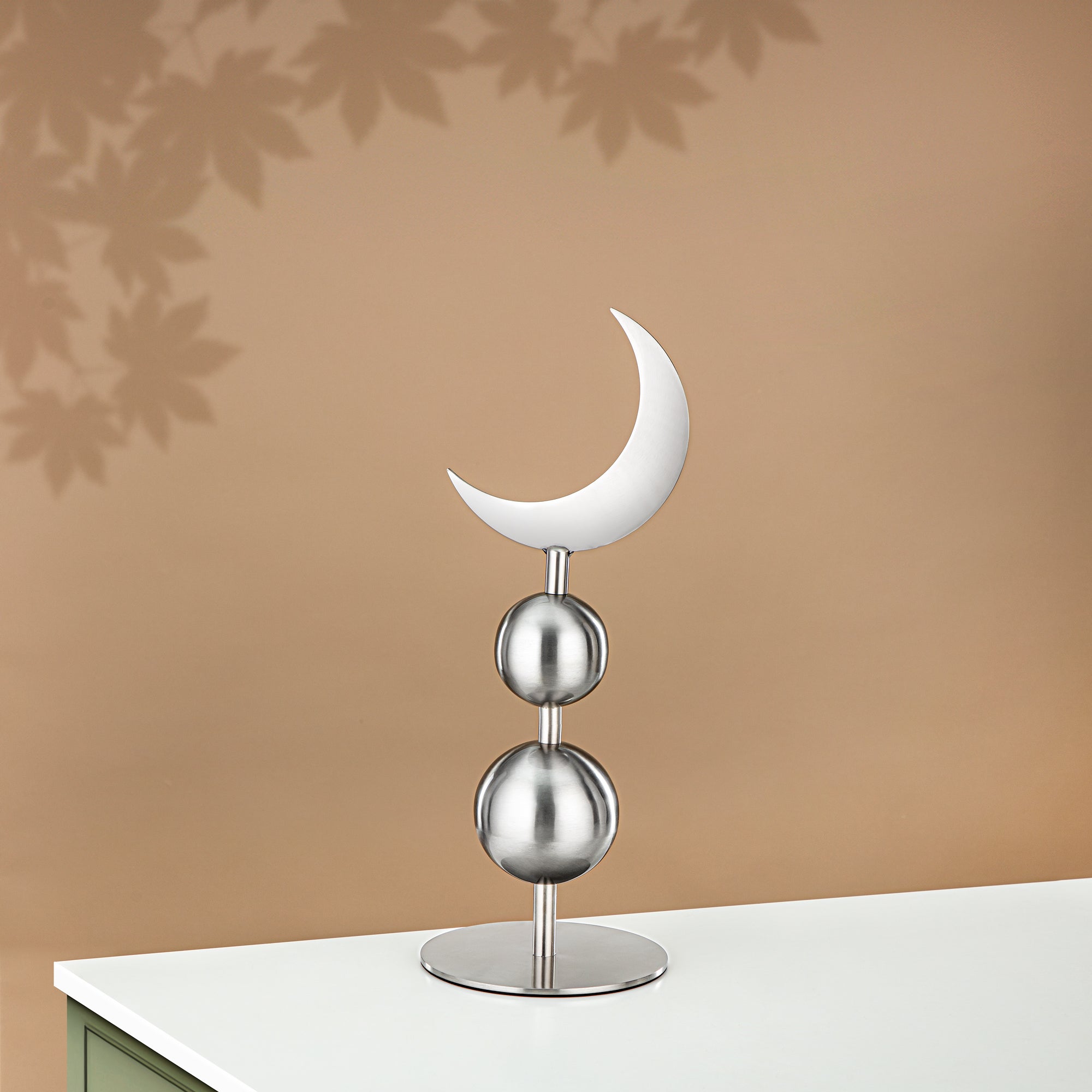 زينة طاولة المجران ستانلس ستيل، 46 سم، فضي مطفي (MD-3010) - زينة رمضان