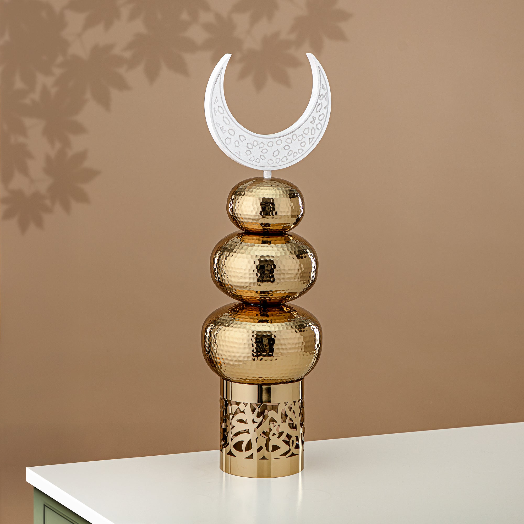 زينة طاولة المجران ستانلس ستيل 54 سم ذهبية وبيضاء (MD-3037A) - زينة رمضان
