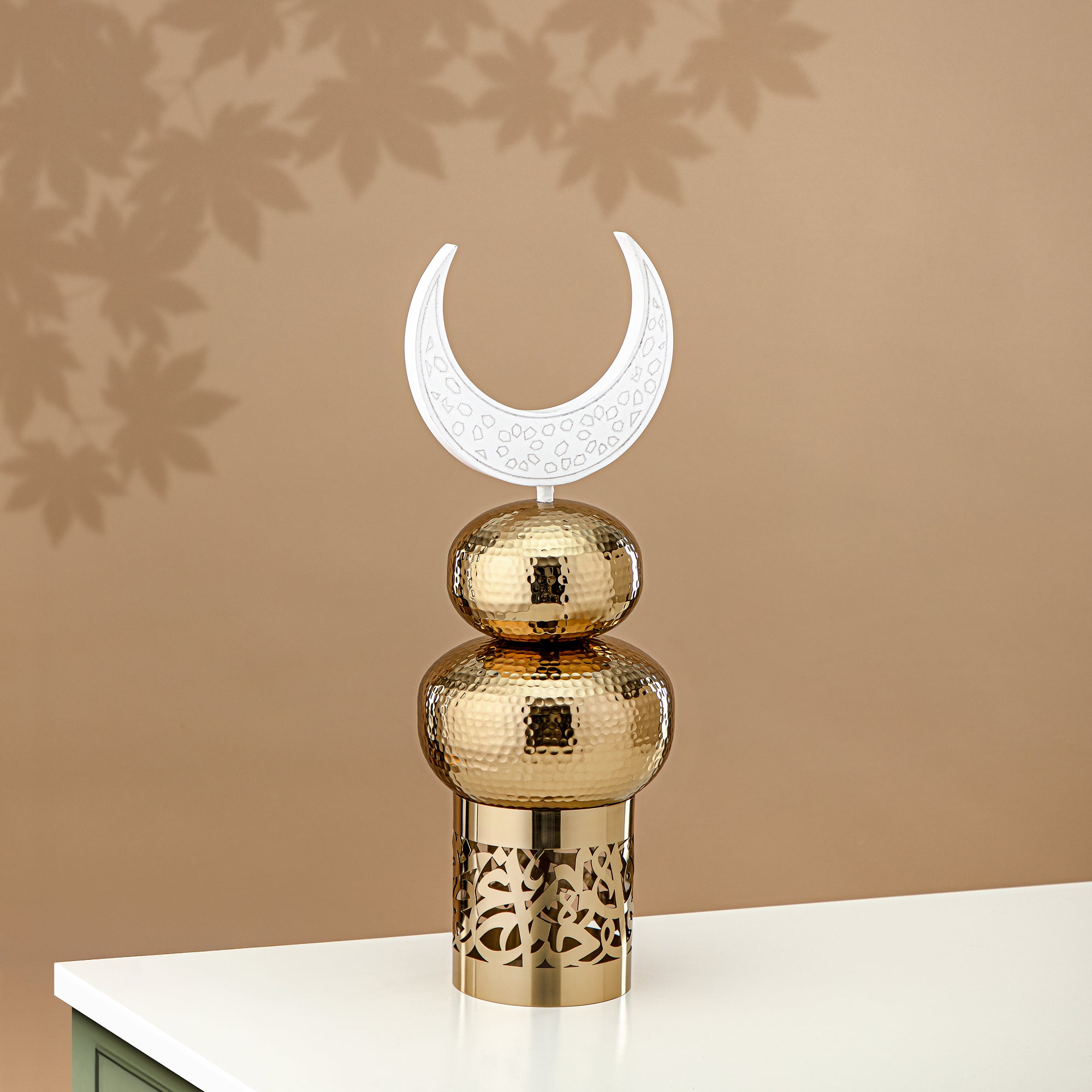 زينة طاولة المجران ستانلس ستيل 45 سم ذهبية وبيضاء (MD-3037B) - زينة رمضان