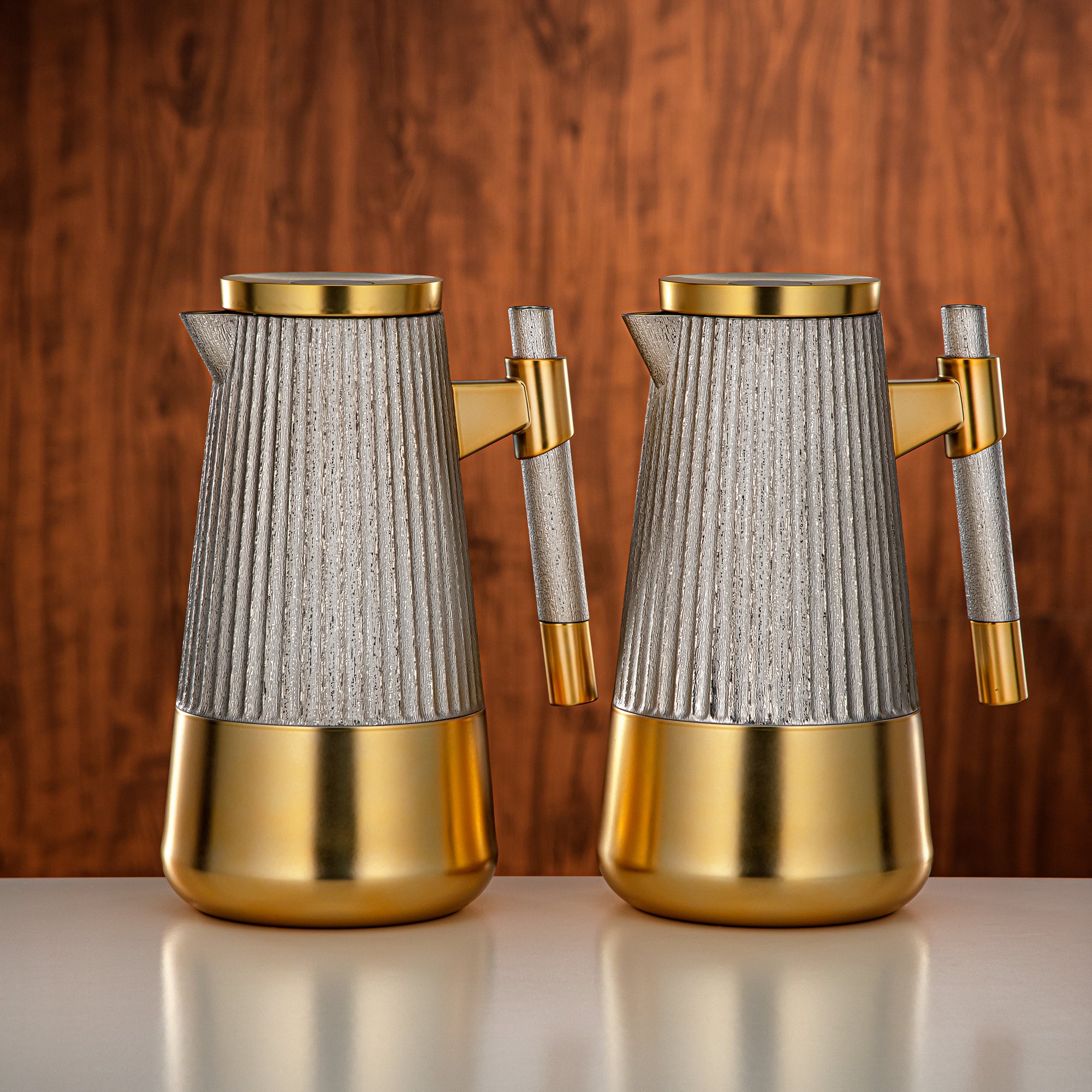 طقم ترامس المرجان 1 لتر + 1 لتر مطفي نيكل و مطفي ذهبي