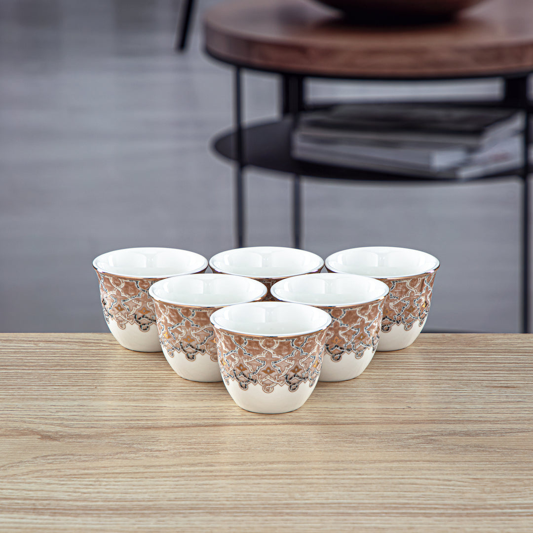 Almarjan 6 Pieces Fonon Collection Porcelain Cawa Cup Set - 2494