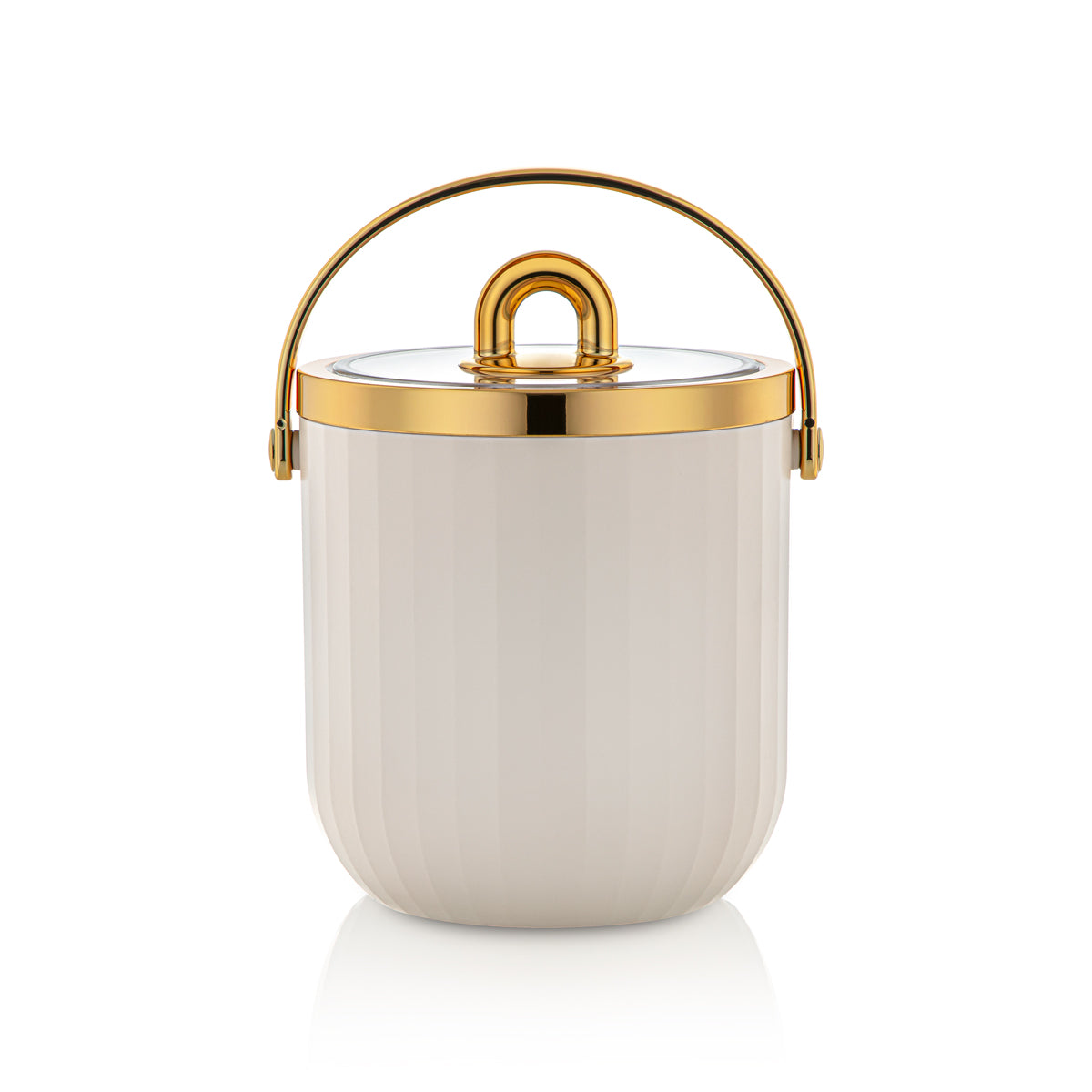 Forever Gold 1.5 Liter Plastic Ice Bucket Ivory & Gold - PT003 IVG/G