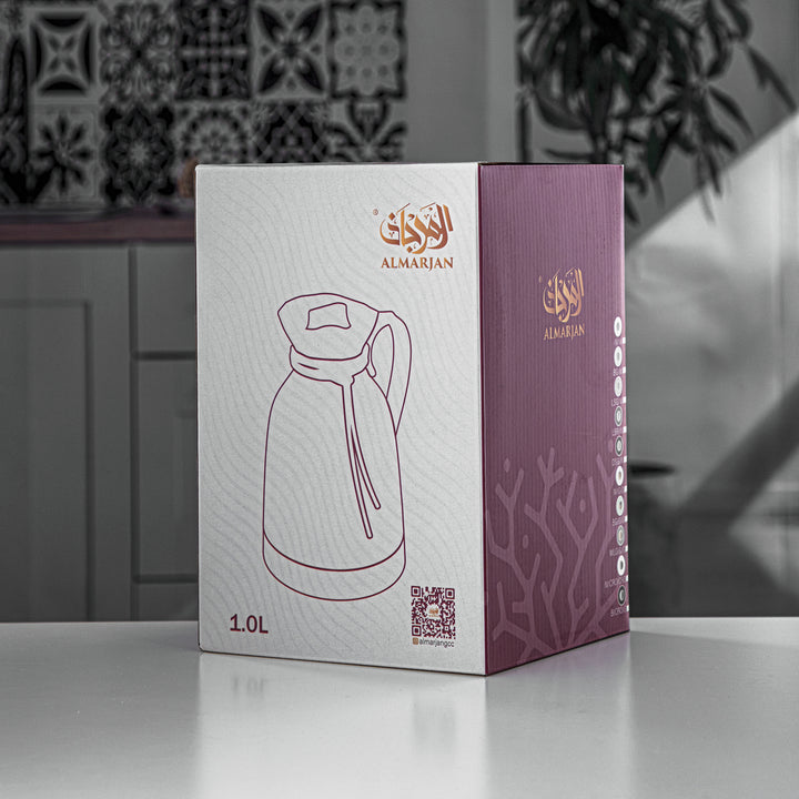 Almarjan 1 Liter Vacuum Flask Soft Grey & Wood - SM-2D932-100 LSG/W