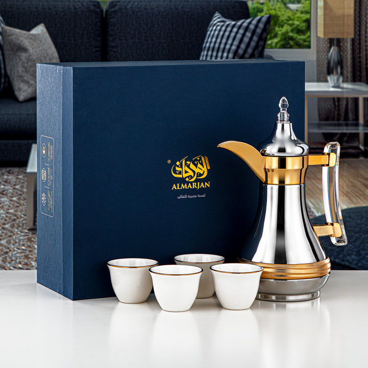 Almarjan 5 Pieces Coffee Set Silver & Gold SND-060CRG-CLR5