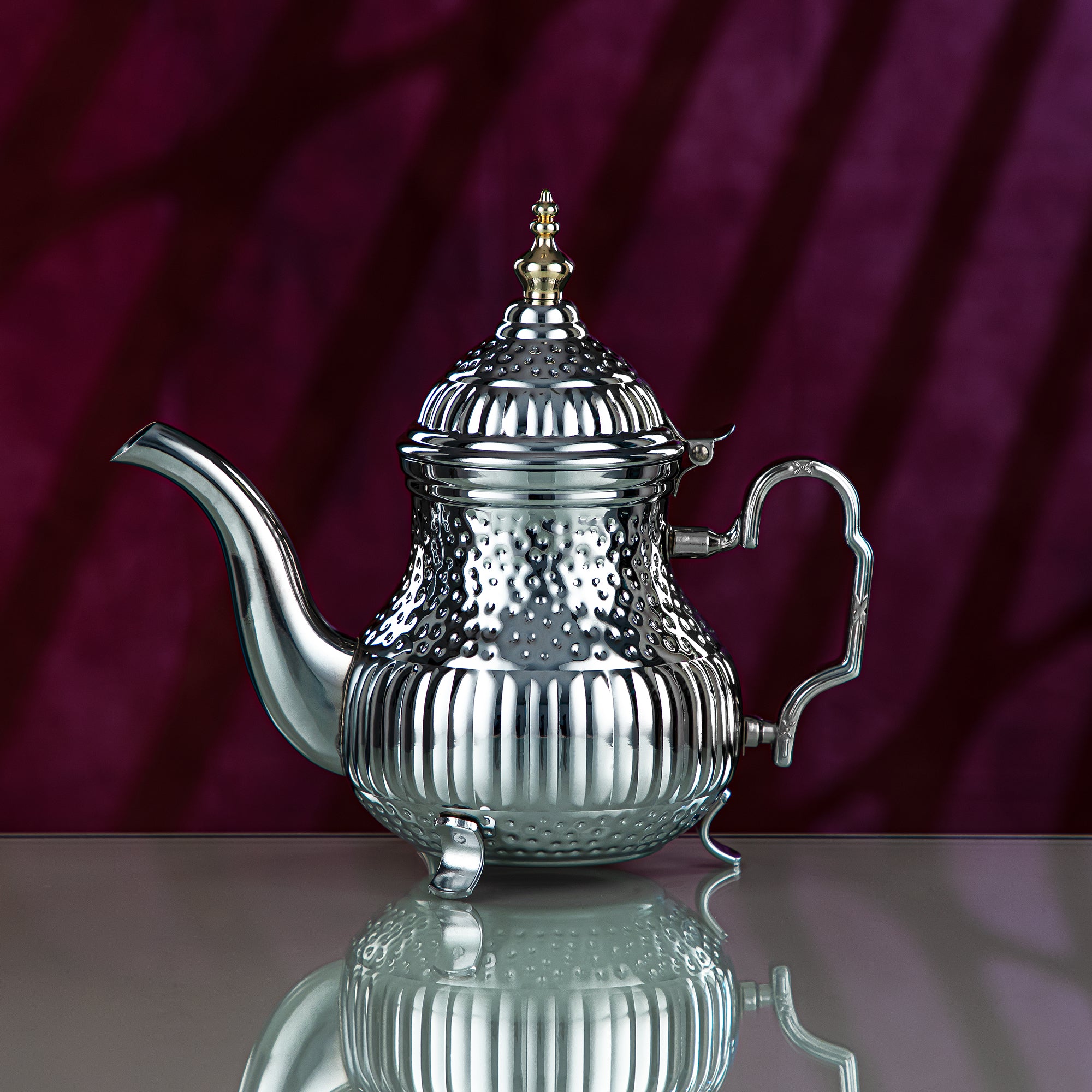 Almarjan 1.2 Liter Marabaa Collection Stainless Steel Teapot Silver & Gold - STS0012998