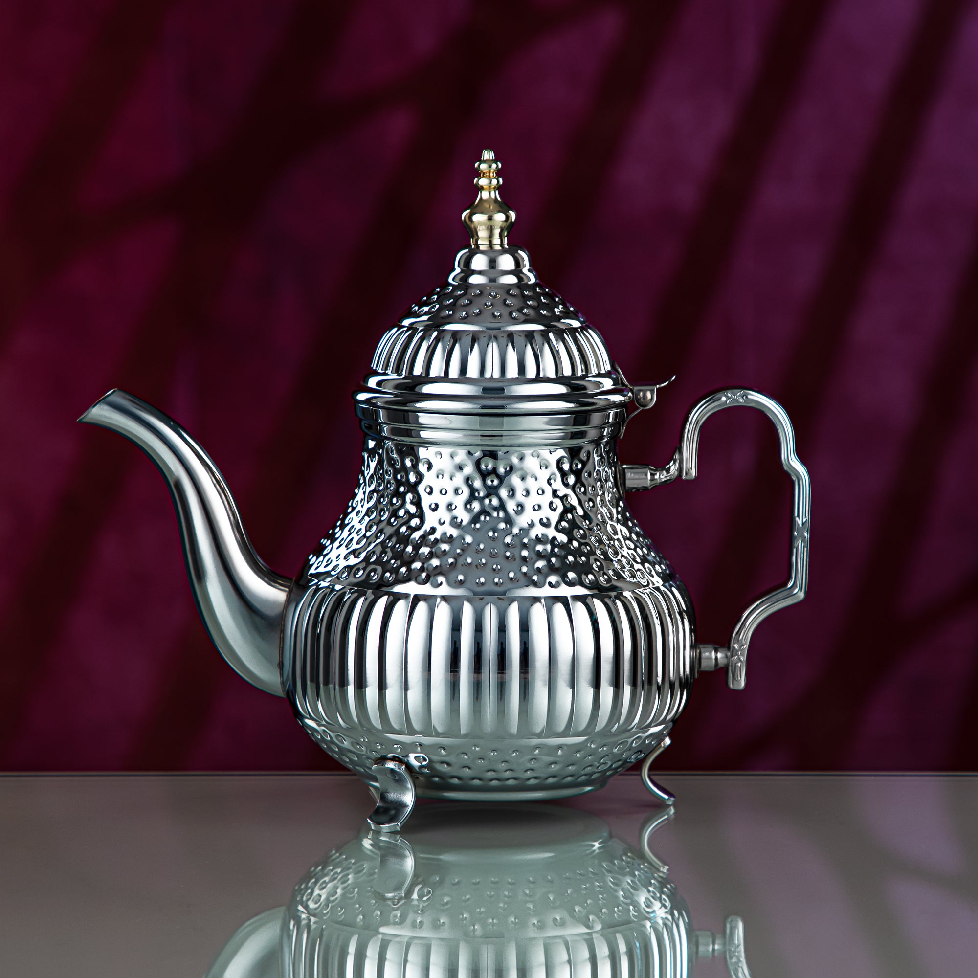 Almarjan 1.6 Liter Marabaa Collection Stainless Steel Teapot Silver & Gold - STS0012999