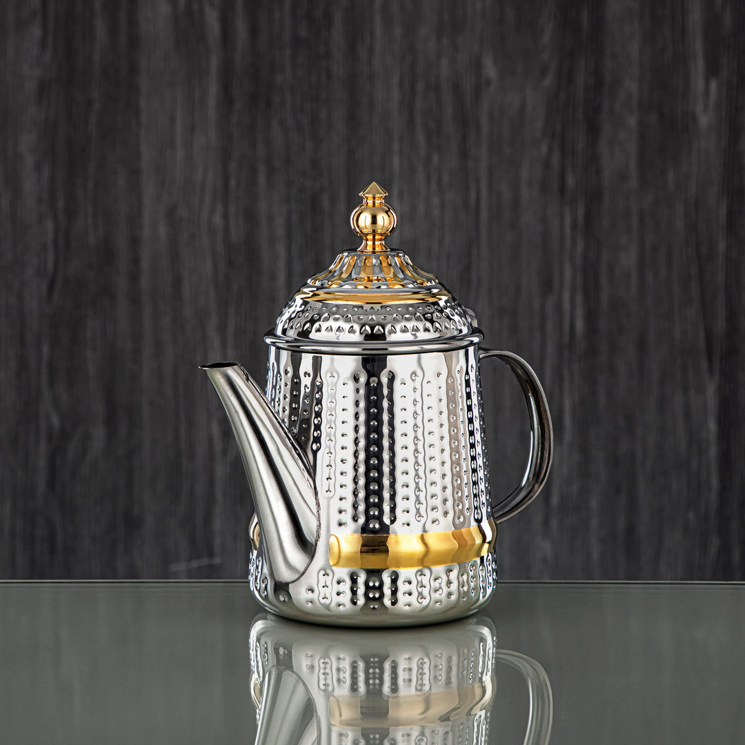 Almarjan 35 Ounce Barari Collection Stainless Steel Teapot Silver & Gold - STS0013057