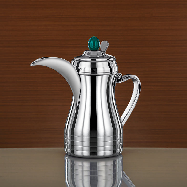 Almarjan 36 Ounce Elegance Collection Stainless Steel Coffee Pot Silver & Green - STS0013151