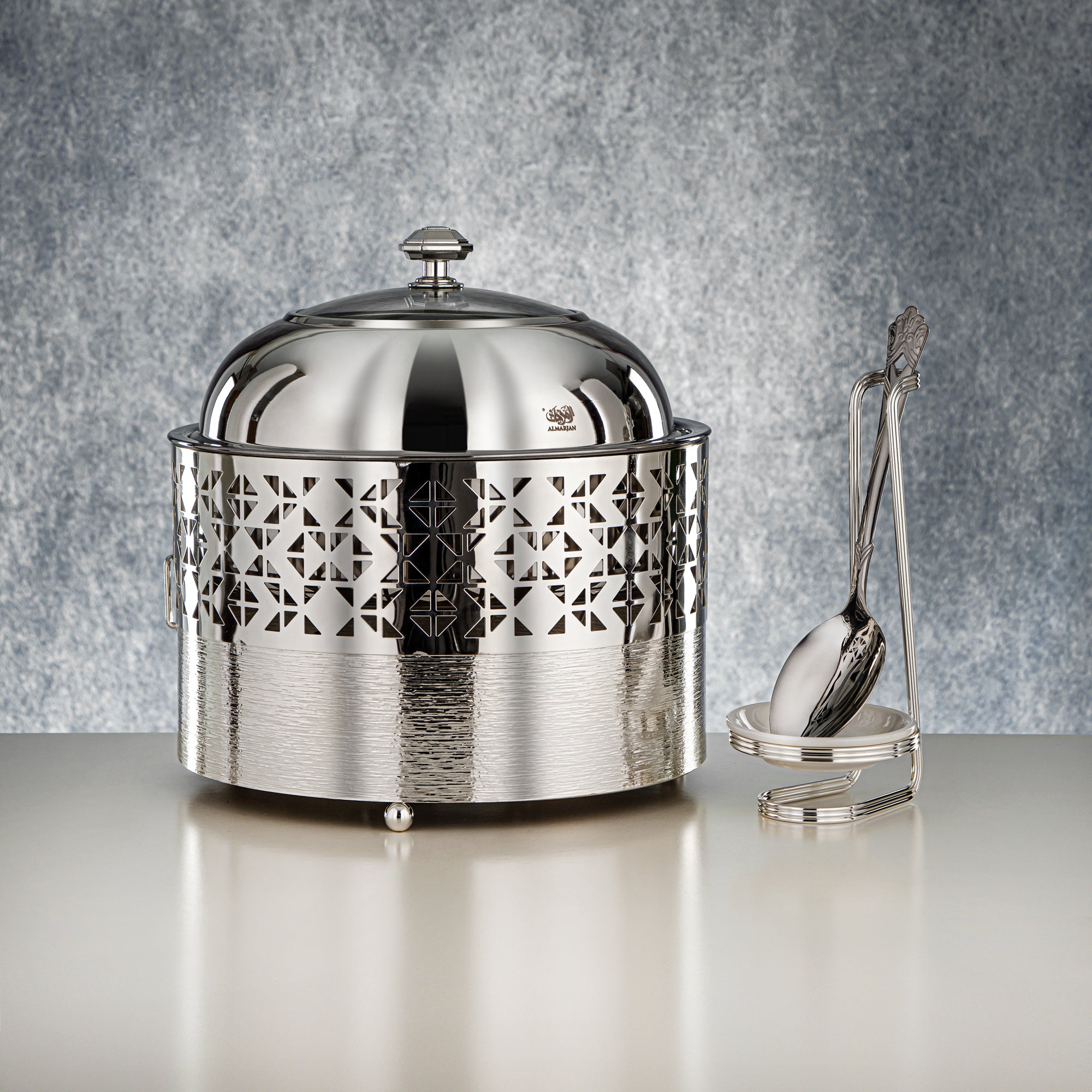 Almarjan Chafing Dish, Silver, 3000ML (STS0013325) Ramadan & Eid Buffets