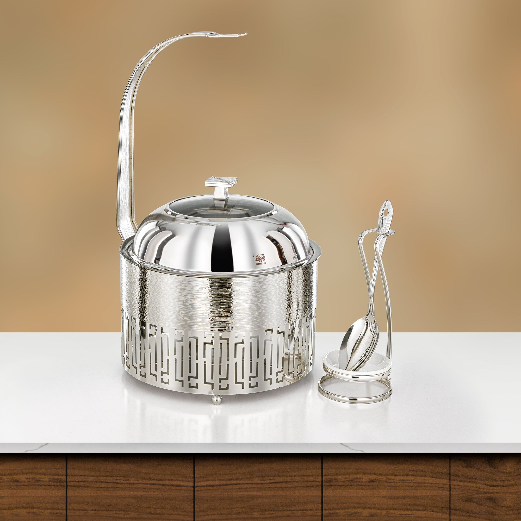 Almarjan 3 Lit Chafing Dish, Brushed Silver
