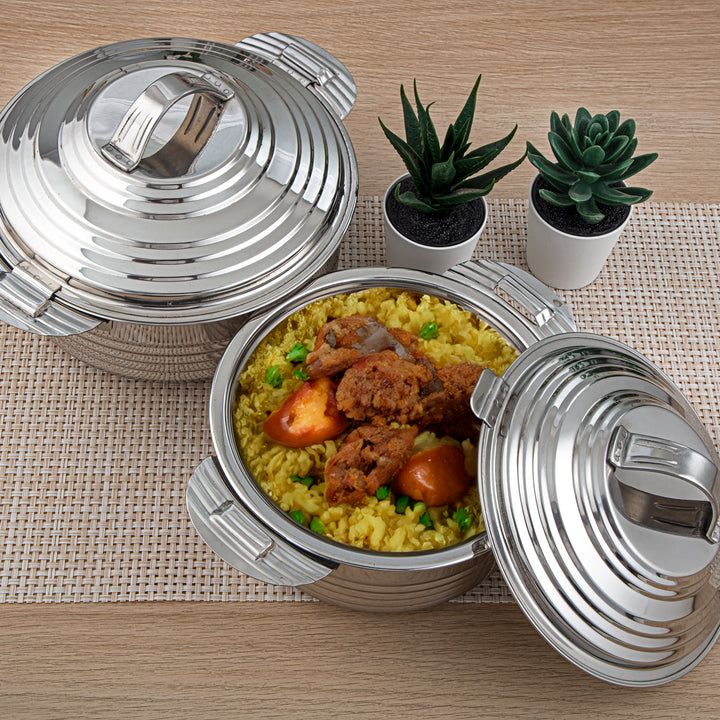 Almarjan 4 Pieces Royal Collection Stainless Steel Hot Pot Silver - H23P4