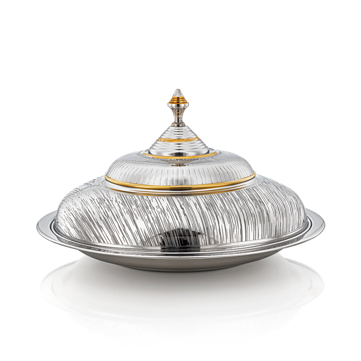 Almarjan 45 CM Tahani Collection Stainless Steel Koozy Tray Silver & Gold - H23EPG24