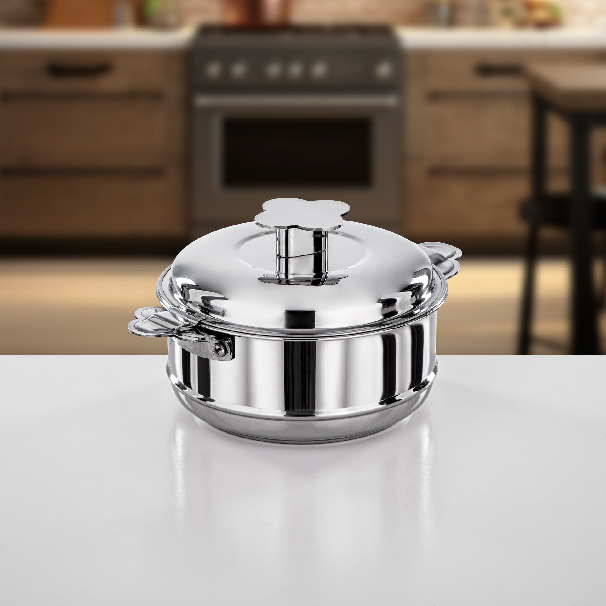 Almarjan Hot Pot Stainless Steel, Silver, 1000ML (H25P1) - Vida Collection, Ramadan Gatherings