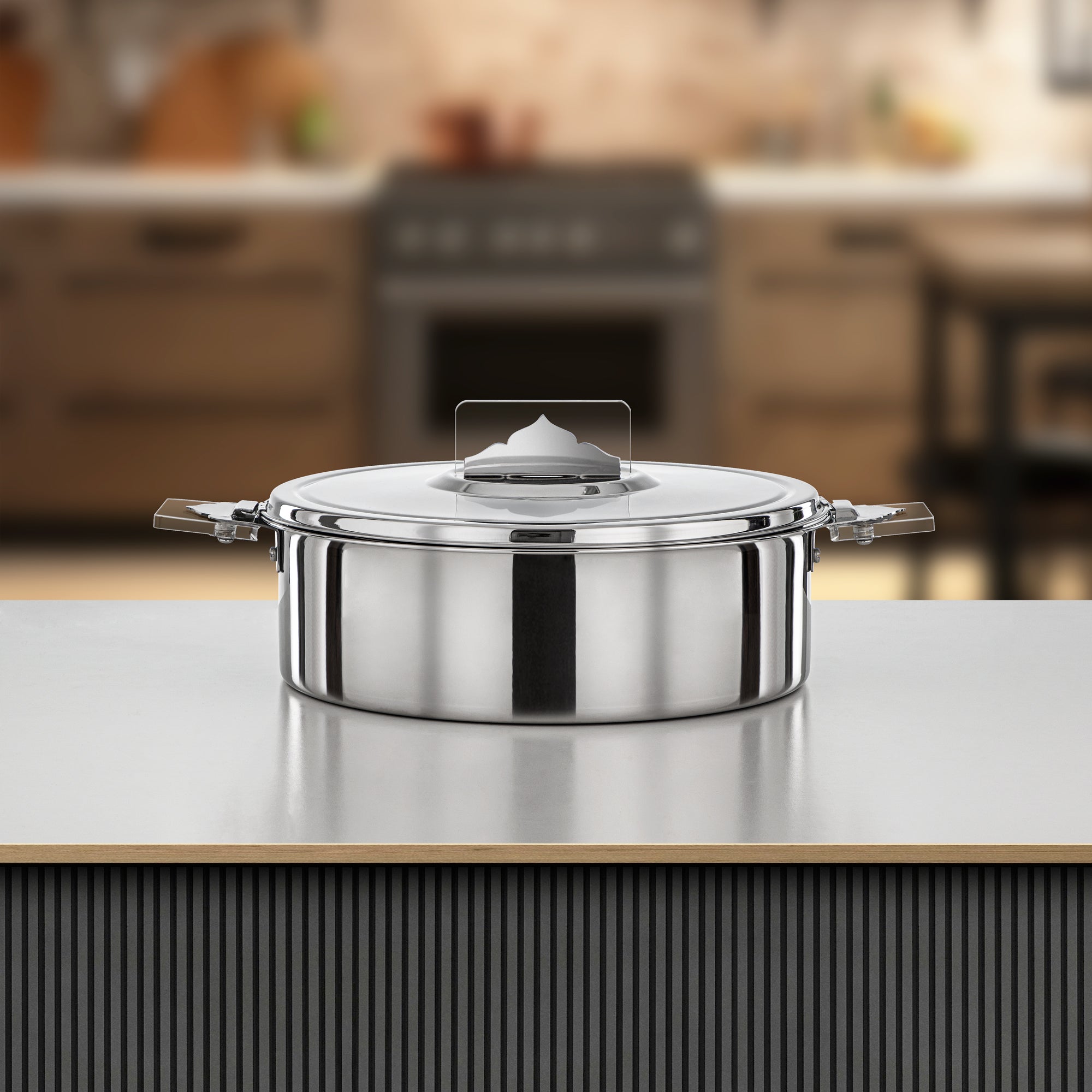 Almarjan Hot Pot Stainless Steel, 30CM (4800ML), Silver (H25P5) - Diana Collection