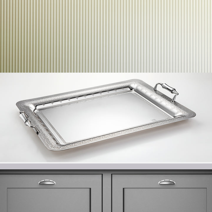 Almarjan 57 CM Teresa Collection Stainless Steel Serving Tray Silver - STS2051229