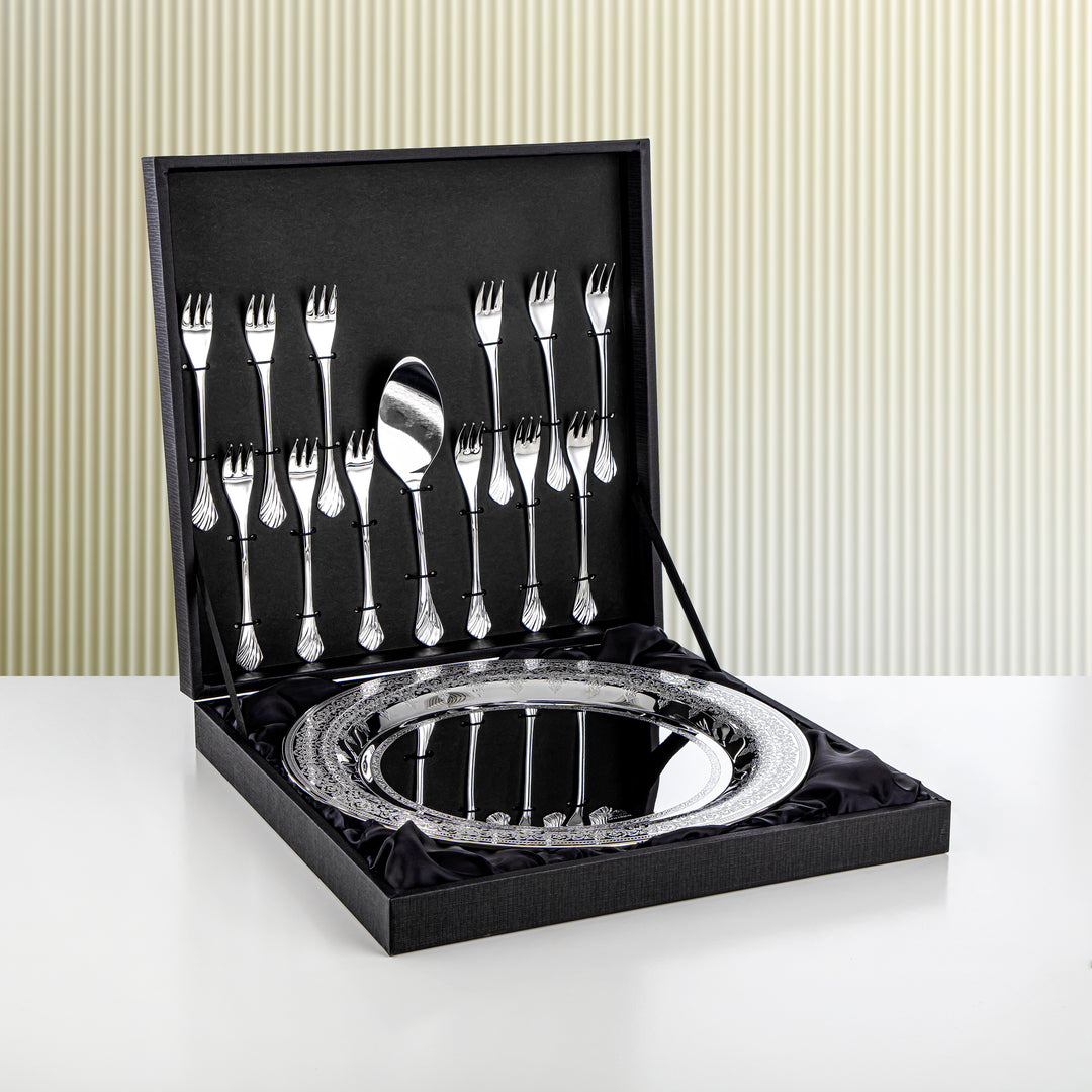 Almarjan 14 Pcs Teresa Collection Stainless Steel Cake Set Silver - STS2051235