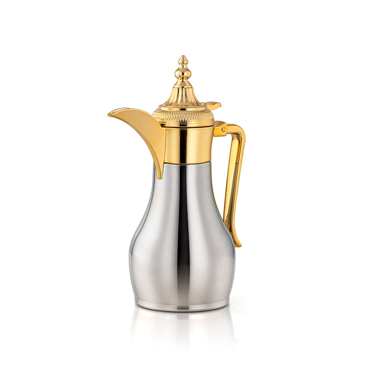 Almarjan 0.6 Liter Stainless Steel Vacuum Dallah Silver & Gold - SUD-060-CRG