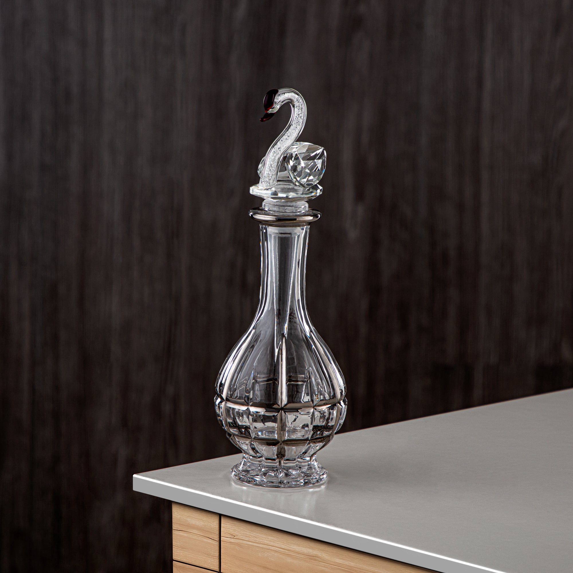 Almarjan Perfume Bottle 200ML (VR-D21-5-Silver) - Glass with Swan Knob | Swan Collection