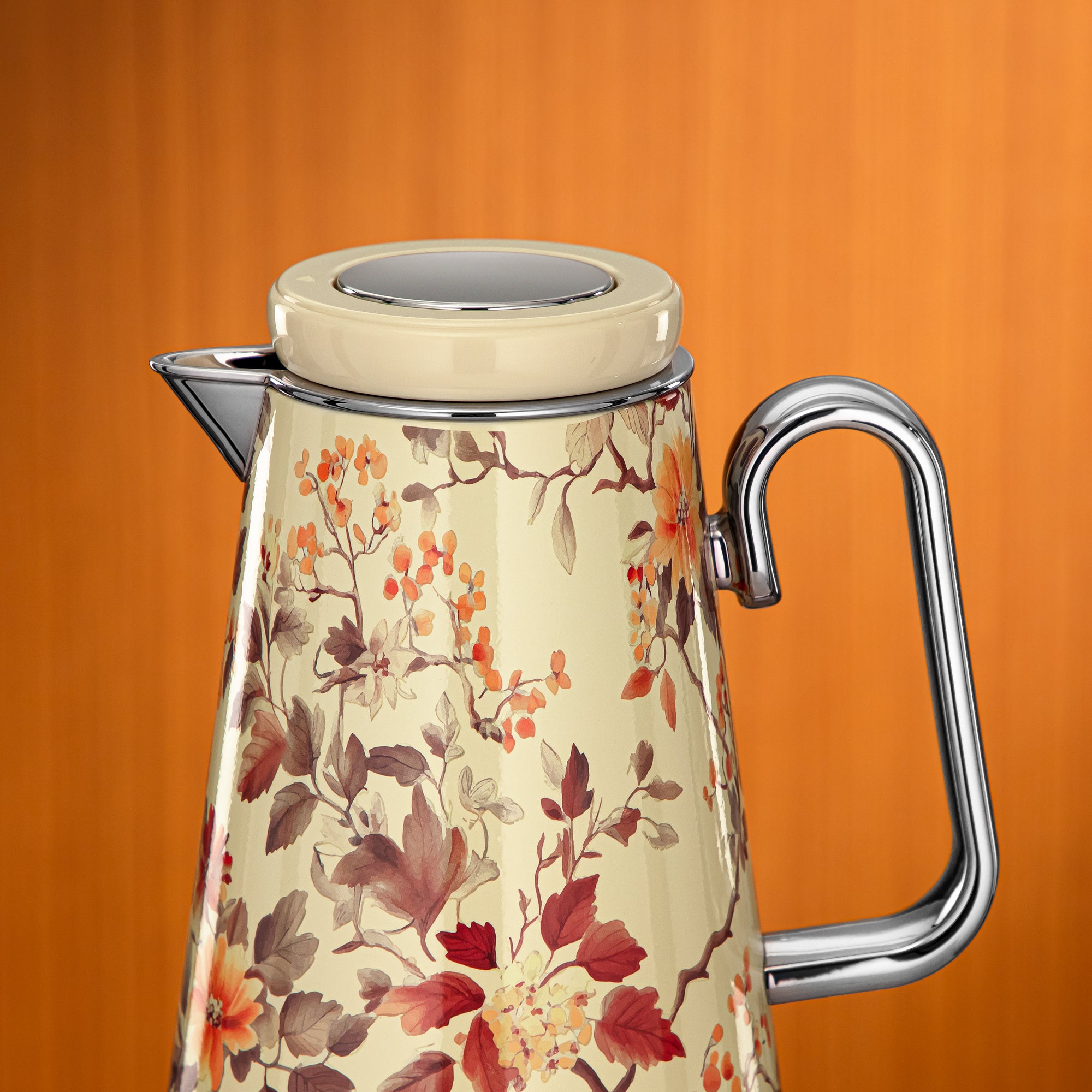 Almarjan Vacuum Flask 1L Floral & Silver