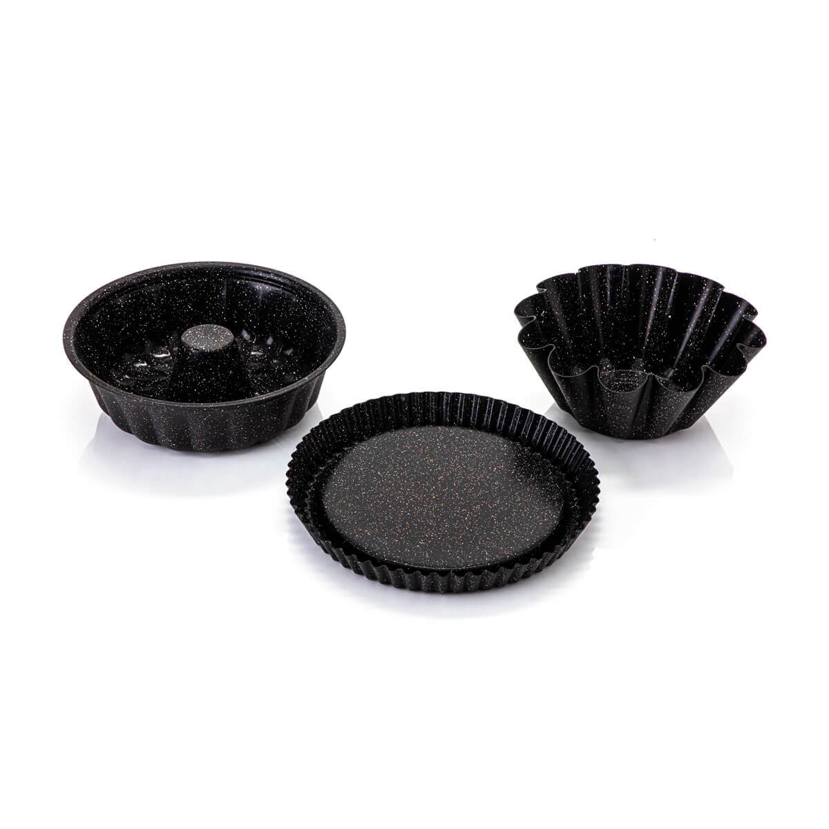 EW's 3 Pieces Granite Coated Bakeware Set Black - 7660