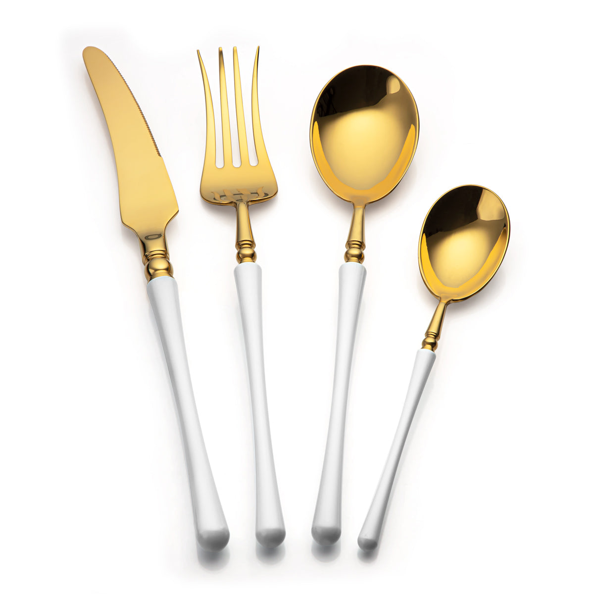 Almarjan 4 Pieces Stainless Steel Cutlery Set White & Gold - CUT0010185