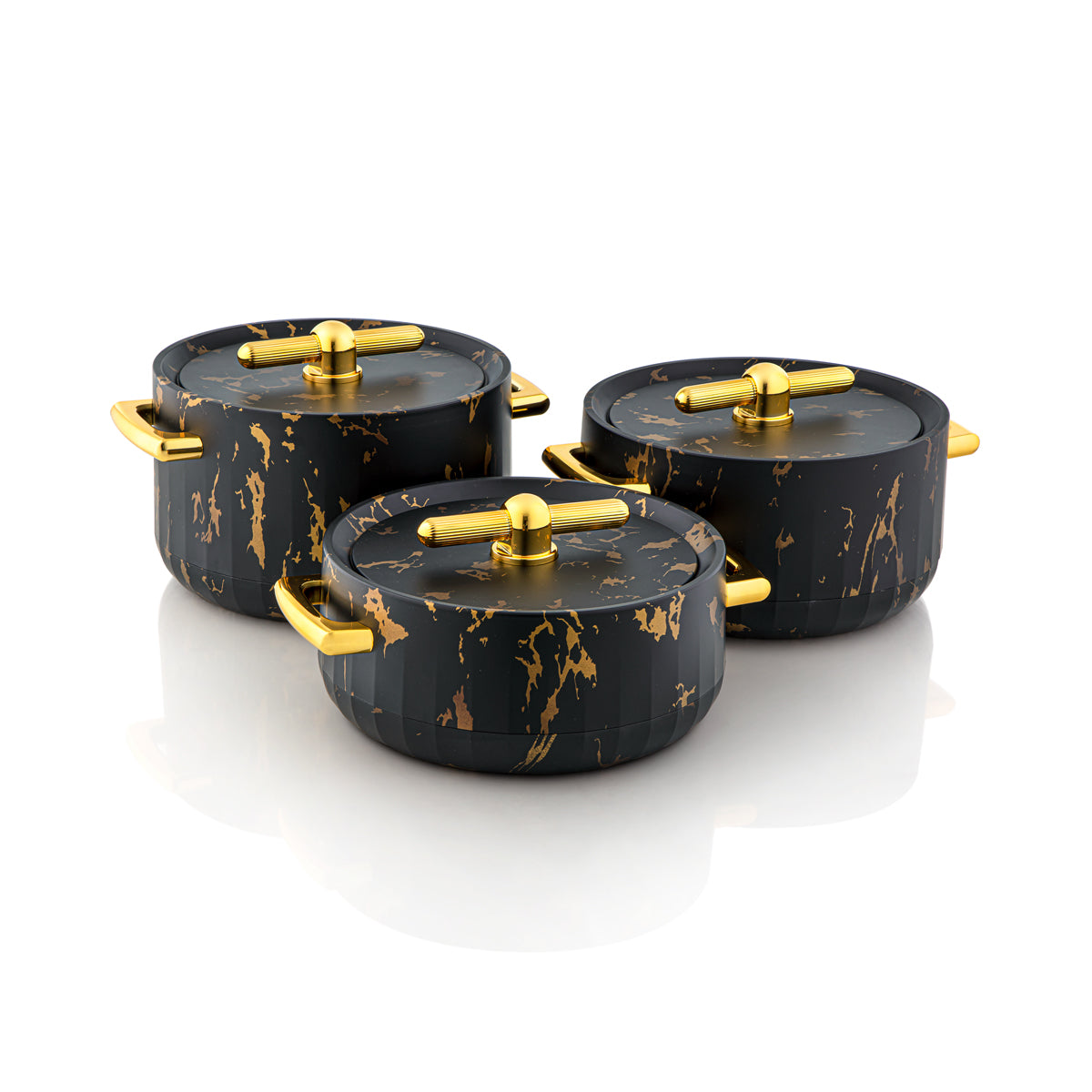 Forever Gold 3 Pieces Plastic Hot Pot Black Marble & Gold - EF-MBM/G