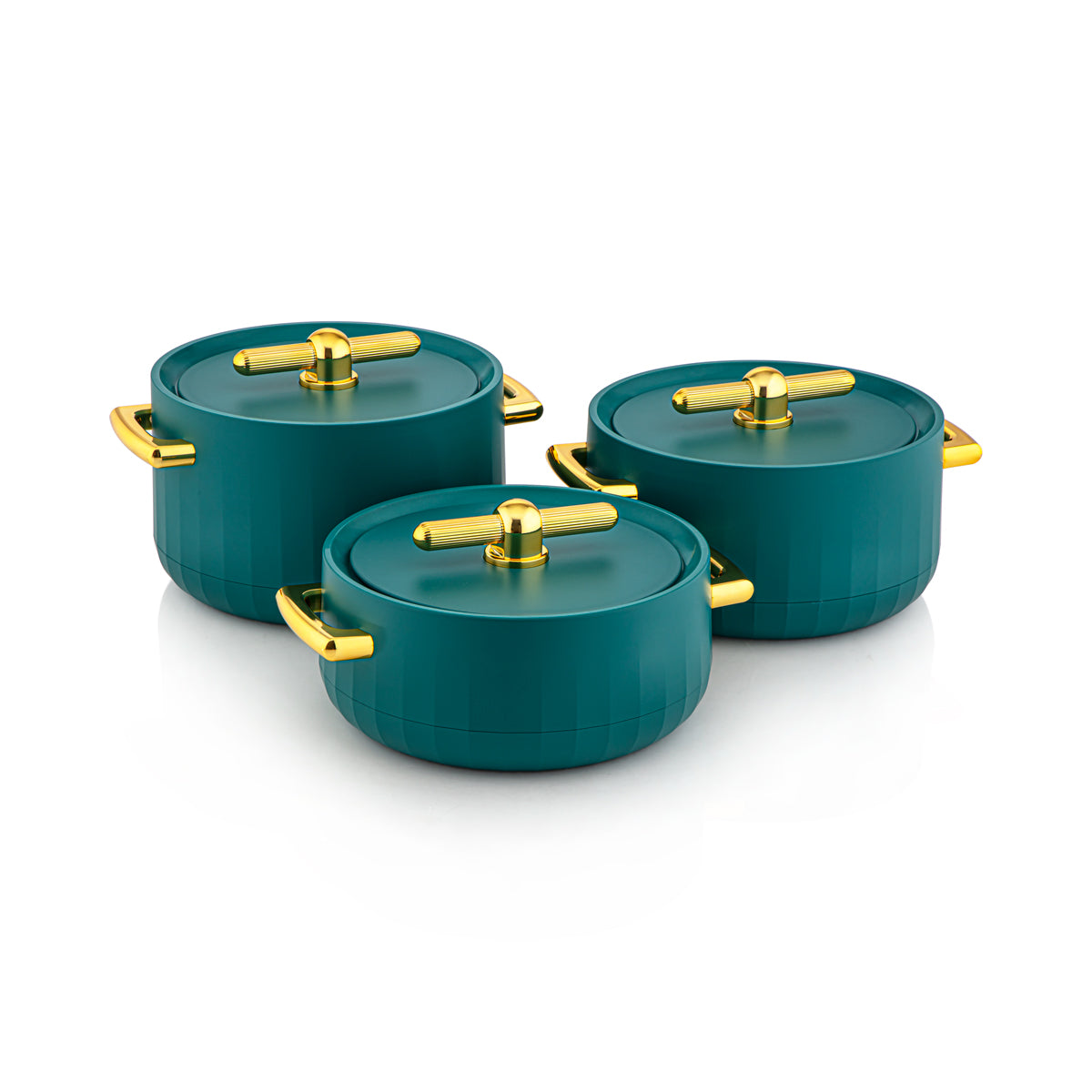 Forever Gold 3 Pieces Plastic Hot Pot Matt Green & Gold - EF-MOG/G