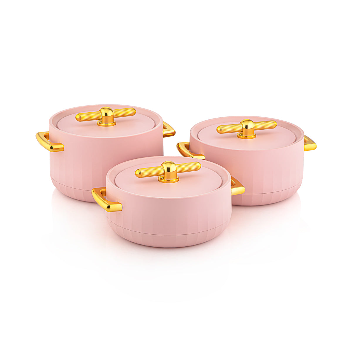 Forever Gold 3 Pieces Plastic Hot Pot Matt Pink & Gold - EF-MPK/G