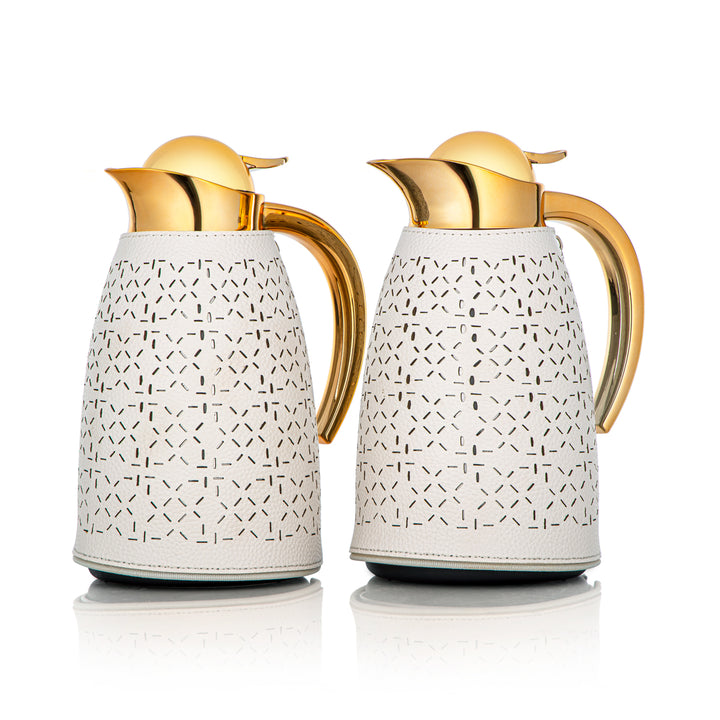 Almarjan 2 Pieces Vacuum Flask Set White & Gold - HLBF17-16