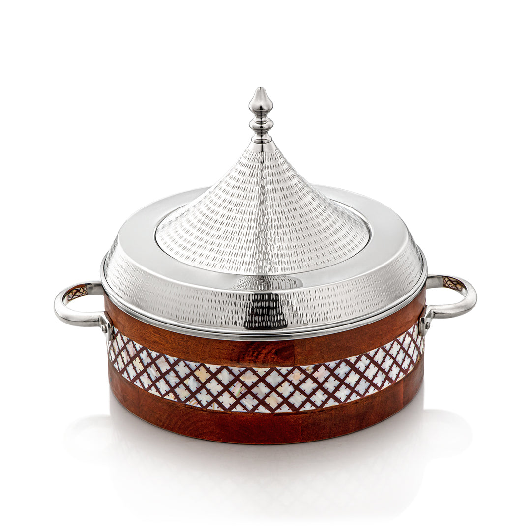 Almarjan 35 CM Stainless Steel Hot Pot Wood & Silver - MD-2928A-G