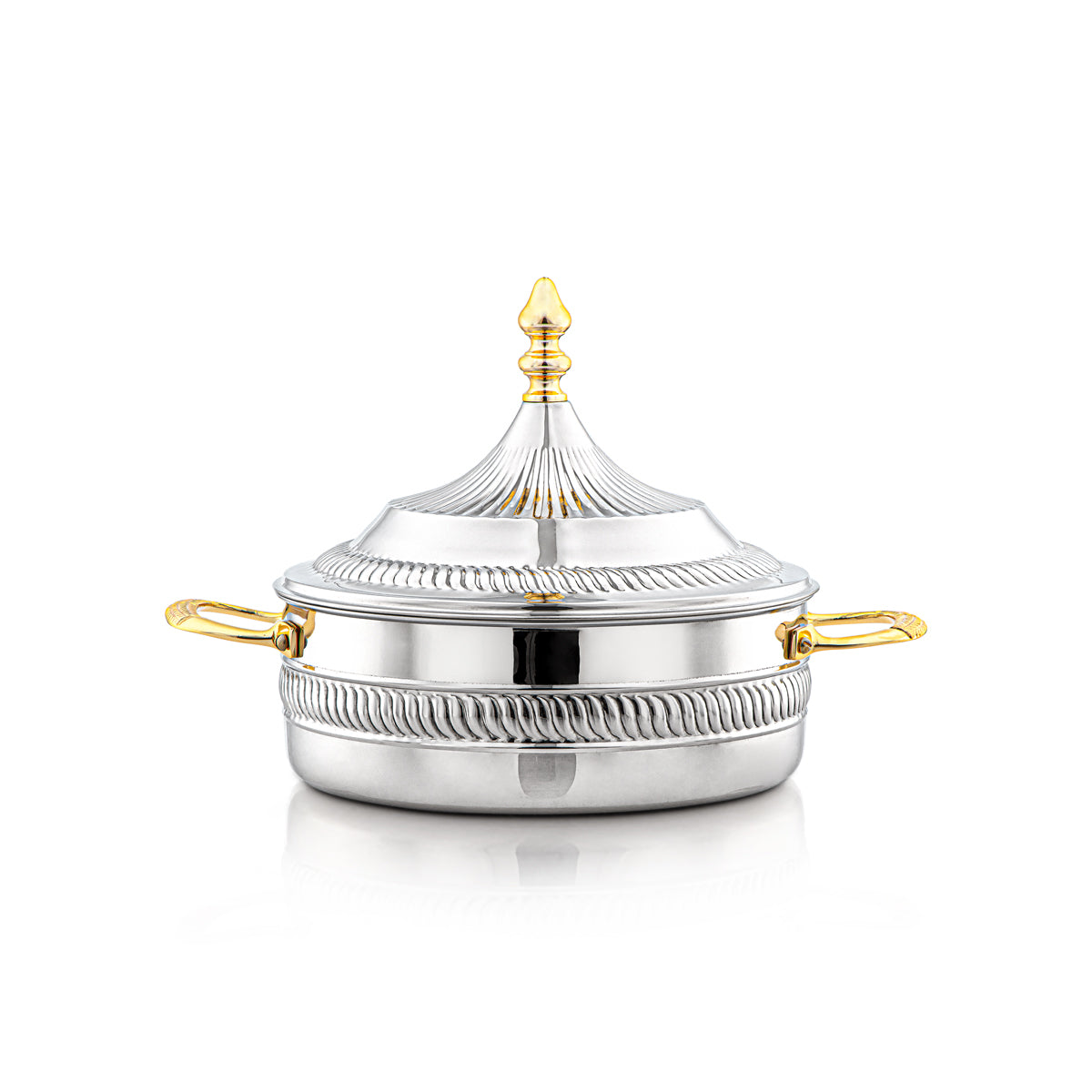 Almarjan 25 CM Brass Hot Pot Silver & Gold - MD-2933D