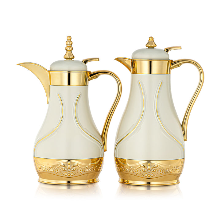 Almarjan 2 Pieces Vacuum Flask Set White & Gold - QKP-0700/1000Q330YZC95-H195G