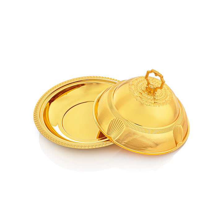 Almarjan 30 CM Sadaf Collection Tray With Cover Gold - RT4431S-G