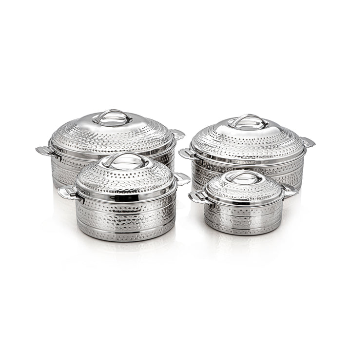 Almarjan 4 Pieces Zahra Collection Stainless Steel Hot Pot Set Silver H22M52