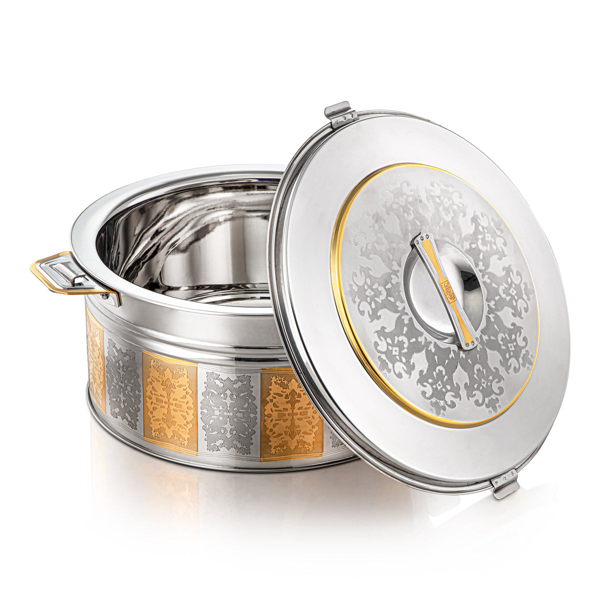 Almarjan 9000 ML Shaharzad Collection Stainless Steel Hot Pot Silver & Gold - H22EPG5