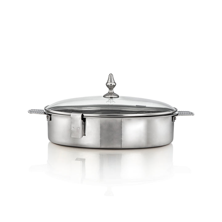 Almarjan 35 CM Mandi Collection Stainless Steel Oval Hot Pot Silver - H23P1